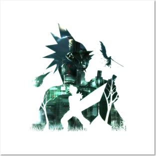 Cloud midgar Set silhouette Posters and Art